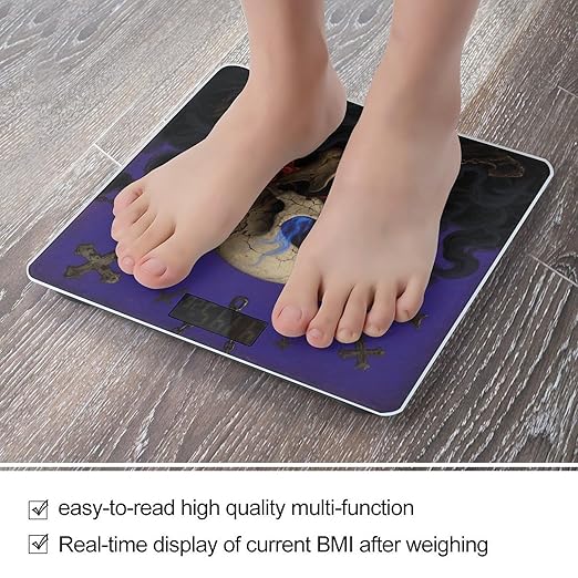 Skull Scale for Body Weight Sturdy Tempered Glass Weighing Scales with LCD Display Accurate Digital Bathroom Scale Convenient Body Fat Smart Scales Easy Read