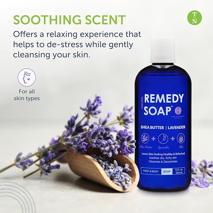 Truremedy Naturals Body Wash 2-pack (12 oz Each) Natural Antifungal Shower Gels - Tea Tree &amp Peppermint and Lavender