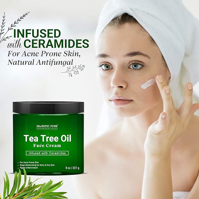 MAJESTIC PURE Tea Tree Body Wash and Tea Tree Face Cream Bundle