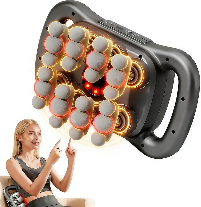 24-Head Deep Tissue Massage Gun Set – Portable Percussion Massager with 9 Modes &amp 9 Intensities Quiet Rechargeable Handheld Body Massager (Gray)