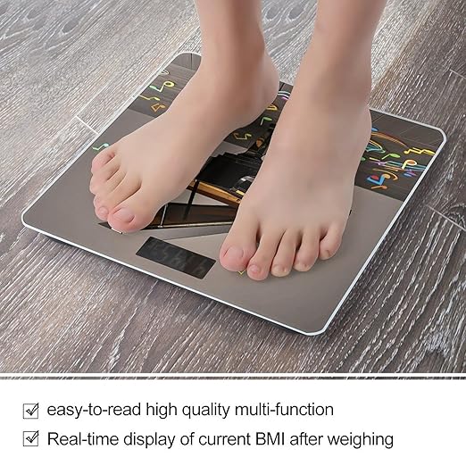 Piano Violin Music Notes Scale for Body Weight Digital Bathroom Scale Toughened Glass High Precision Scales for Body Weight with Large LCD Backlight Display Weight Scales