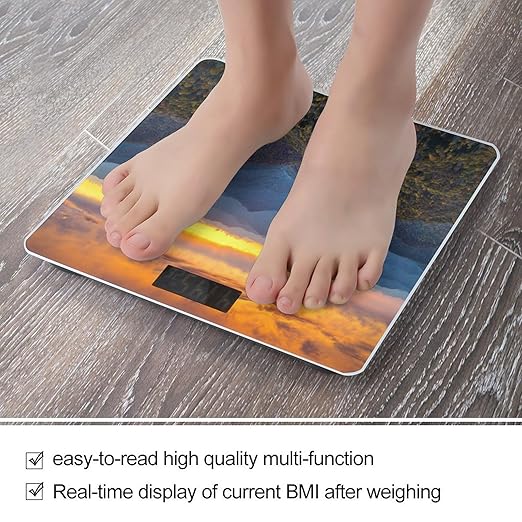 Blue Ridge Parkway Mountains Bathroom Scale Automatic Power On/Off Body Scales LCD Backlight Display Square Digital Scale Rounded Corners Bathroom Scales for Home Bedrooms