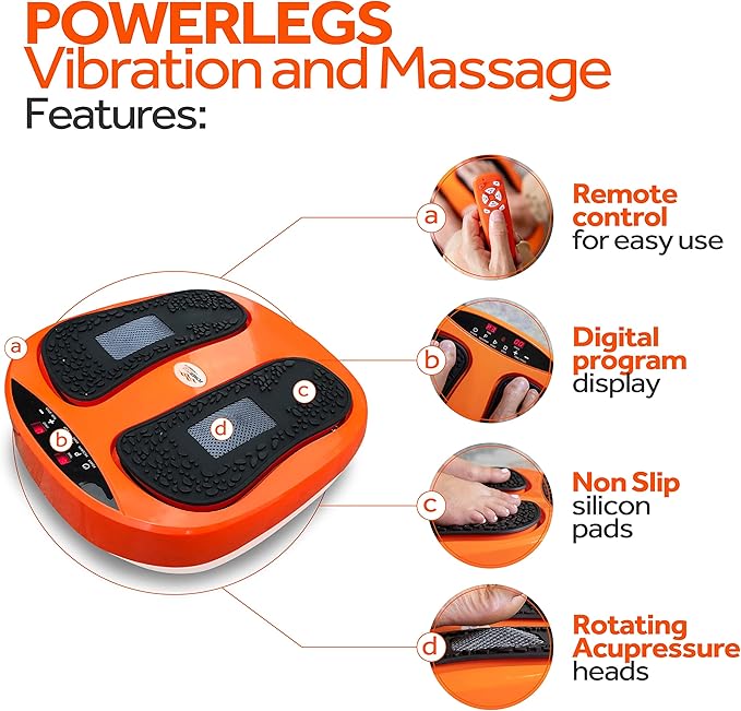 Power Legs Electric Foot Massager Machine with Remote Control Adjustable Speed Vibration - Calf Massager - Feet Massager for Neuropathy Pain Relief Plantar Fasciitis Leg Blood Circulation (Orange)