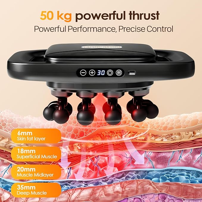 20-Head Massage Gun Set Deep Tissue Percussion Massager with 3 Modes &amp 30 Intensities Muscle Massager Pain Relief Portable Massage Gun for Back/Legs/Waists (Black 20-Head)