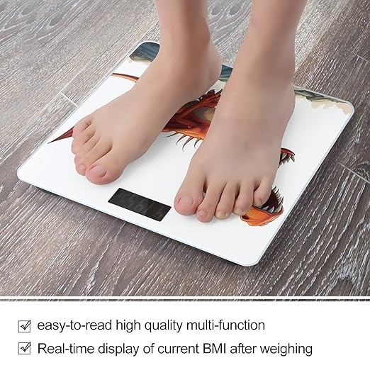 Pterodactyl Dinosaur Scale for Body Weight Sturdy Tempered Glass Weighing Scales with LCD Display Accurate Digital Bathroom Scale Convenient Body Fat Smart Scales 400lb