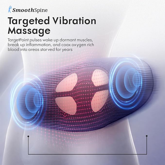 SmoothSpine Multi Therapy Pro - Back Massager Comfort Device with Heat Massage Air Traction EMS &amp Red Light-Therapy - At-Home Relaxation &amp Support for Lower Back