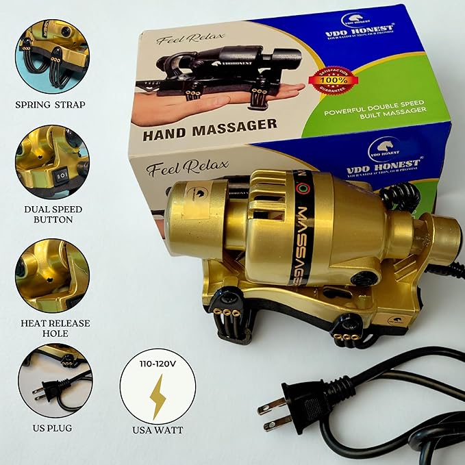 Powerful Double Speed Floating Action for Full Body Massager Corded Electric Powered Barber Massager Gold