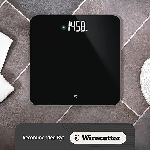 Greater Goods AccuCheck Digital Scale for Body Weight - Accurate Digital Bathroom Scale with High-Precision Sensors Large Easy-to-Read Backlit Display 400 lb Capacity Auto Step-On (Black)