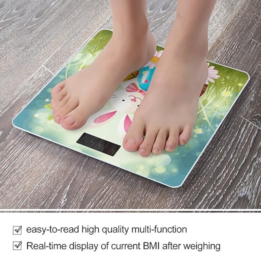 Spring Happy Easter Holiday Scale for Body Weight Sturdy Tempered Glass Weighing Scales with LCD Display Accurate Digital Bathroom Scale Convenient Body Fat Smart Scales 400lb
