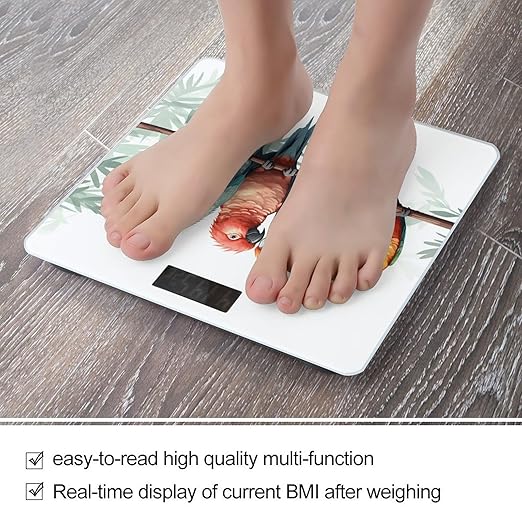 Digital Bathroom Scale for Body Weight Scale with Bright LCD Display High Accuracy Step-On Technology Auto On/Off Colorful Parrots On Tree Digital Scales 400 Lbs /180kg