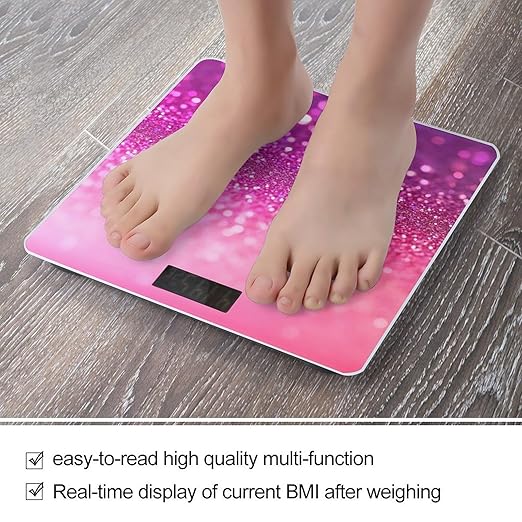 Men's Fashion Automatic Switch Digital Bathroom Weighing Scale Smart Scale Pink Glitter Pattern