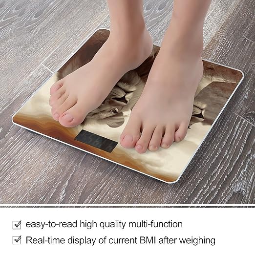 African Lion and Lioness Scale for Body Weight Sturdy Tempered Glass Weighing Scales with LCD Display Accurate Digital Bathroom Scale Convenient Body Fat Smart Scales 400lb