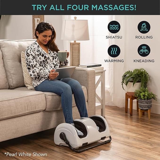 Best Choice Products Heated Shiatsu Foot Massager for Pain Relief Plantar Fasciitis Neuropathy Blood Circulation w/Compact Design - Silver