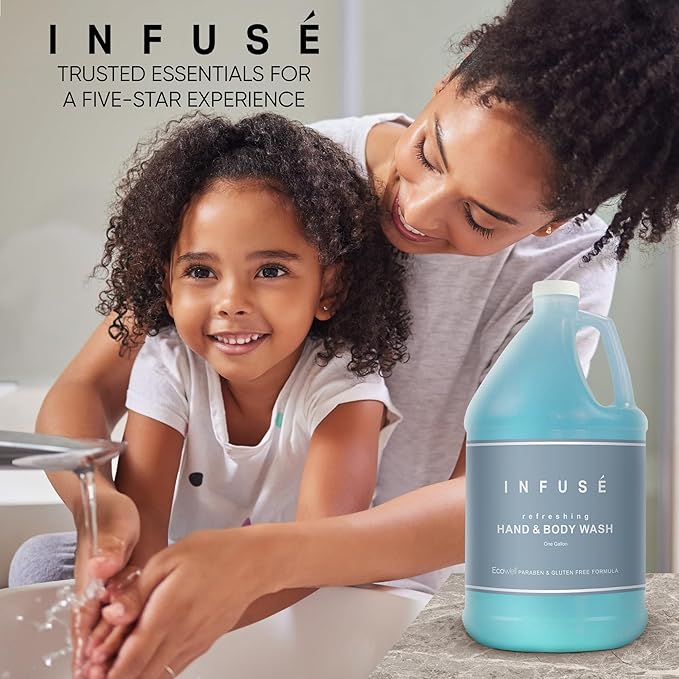Terra Pure Infuse Hotel Body Wash/Hand Soap | 1 Gallon | Designed to Refill Soap Dispensers (Set of 4)
