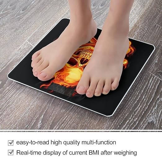 Women's Fashion Automatic Switch Digital Bathroom Weighing Scale Smart Scale Fire Flaming Skull Crossbones