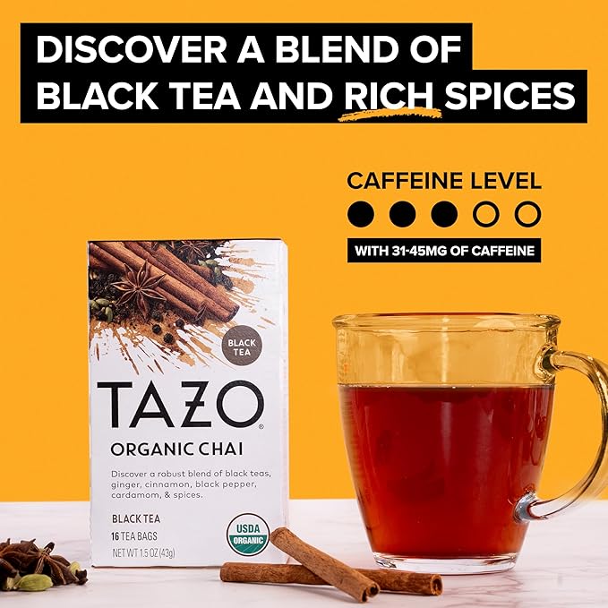 TAZO Tea Bags Regenerative Organic: Chai Black Tea Awake English Breakfast Black Tea &amp Earl Grey Tea 16 CT (2ea) (Variety Pack)