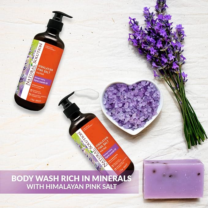 Natural Solution Body Wash Made With Himalayan Pink Salt &amp Organic Lavender Oil Purifying and Transforms The Even Driest Skin in Just One Shower 17 fl oz (6 Count)