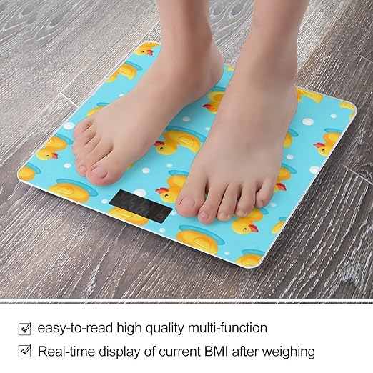 Women's Fashion Automatic Switch Digital Bathroom Weighing Scale Smart Scale Cute Funny Bubbles Blue Yellow Rubber Ducks