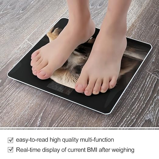Puppies Dog Bathroom Scale for Body Weight Bathroom Weighing Scale with Backlit LCD Display Highly Accurate Measures Weight Up to 180kg