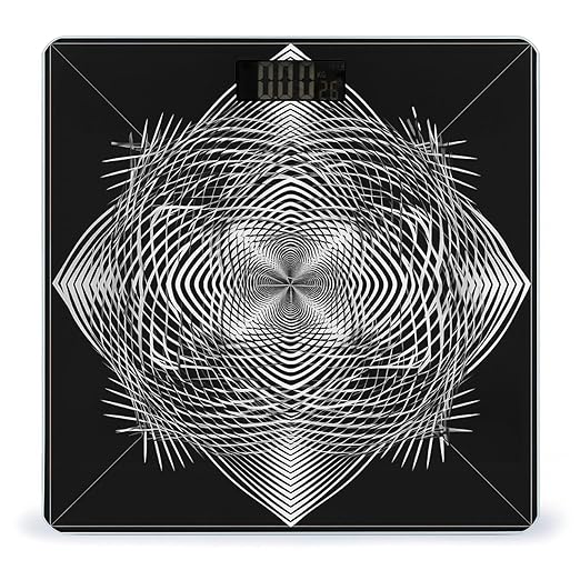 Black and White Geometric Shape Art Scale for Body Weight Accurate Digital Bathroom Scale Toughened Glass High Precision Scales Smart Weight Scales with Large LCD Backlight Display Weighing Machine