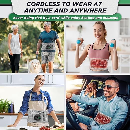 Escovia Back Belt Escovia 3 in 1 Sciatica Belt Rechargeable Lumbar Support Brace for Lower Back Pain Relief Portable Wireless Massager for Men &amp Women Massage Relaxation