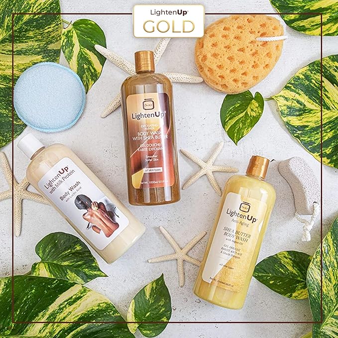 Omic LightenUp Anti-Aging Body Wash - 33.8 fl oz / 1000ml - Formulated to Bright and Soften Skin with Argan Oil and Shea Butter