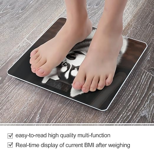 Cute Husky Dog Bathroom ScaleHighly Accurate Digital Weighing Machine for People Bright LED Display Weight Scale for The Aldult Home Use