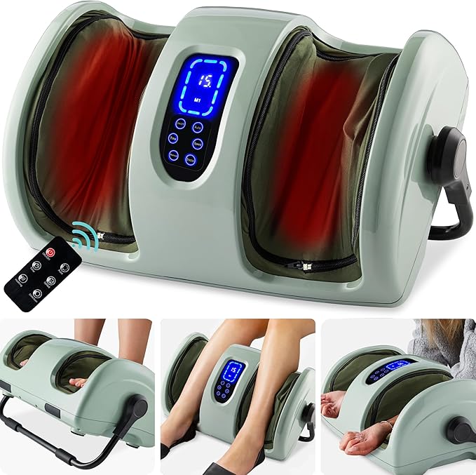 Best Choice Products Heated Shiatsu Foot Massager for Pain Relief Plantar Fasciitis Neuropathy Blood Circulation w/Compact Design - Sage Green