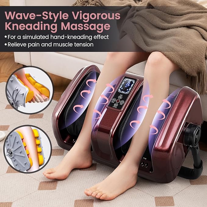 ARLIME Foot Massager with Heat Deep Kneading Shiatsu Massage Machine for Muscle Arm Relaxation Feet and Calf Massager Gifts for Adults (Red)