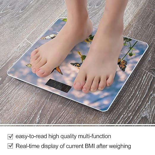 Flying Butterflies Scale for Body Weight Digital Bathroom Scale Accurate Smart Weight Scales with Large Display Weighing Machine High Precision Scales