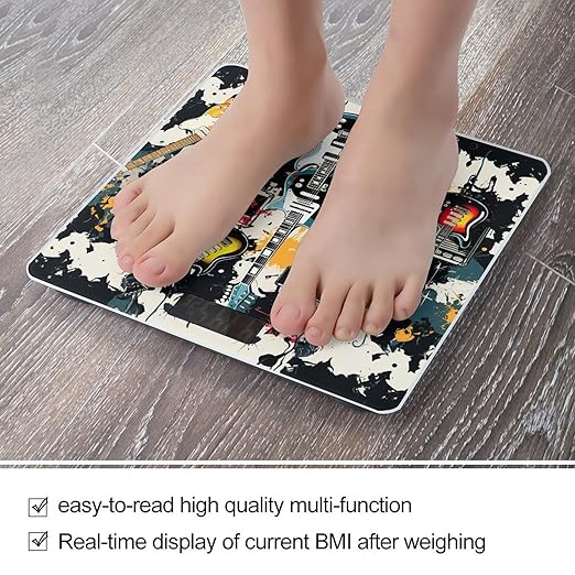 Rock Music Pattern Scale for Body Weight Digital Bathroom Scale Accurate Smart Weight Scales with Large Display Weighing Machine High Precision Scales