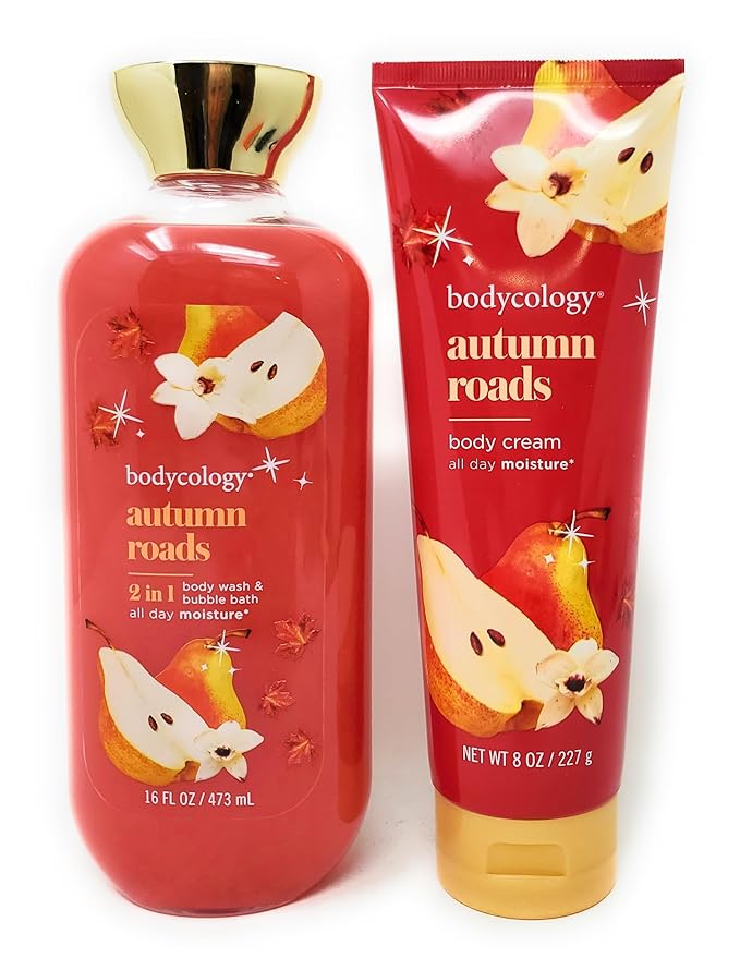 Autumn Roads 2 in 1 Body Wash &amp Bubble Bath 16 fl oz &amp Autumn Roads Butter Body Cream 8 oz (Pack of 2)