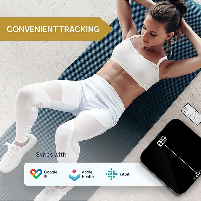 INEVIFIT Smart Bathroom Scale &amp Digital Kitchen Scale Fitness Bundle Complete Body Composition and Nutrition Tracking Solution with Batteries Included