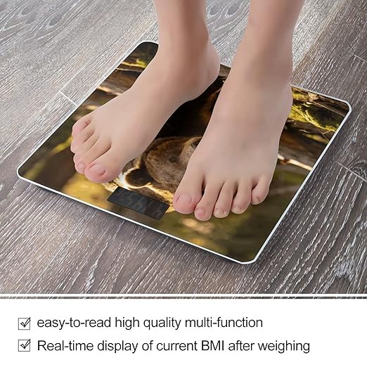 Brown Bear Weight ScaleClear LED Display Bathroom Digital Weighing ScaleTempered Glass Digital Bathroom Scale for Body Weight Capacity Up to 400 Lbs