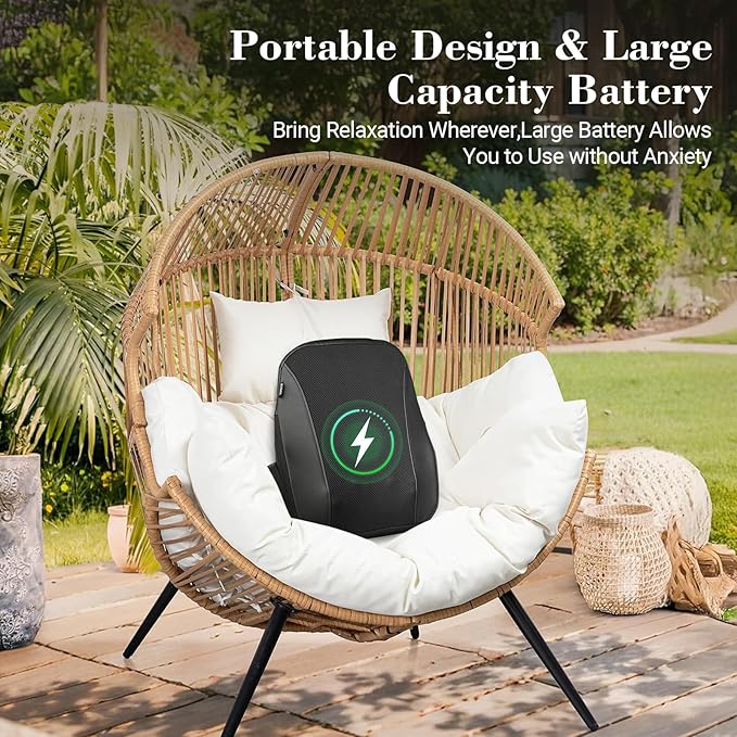 Cordless Low Back Massger with Heat - 4D Kneading Lower Back Massager for Pain Relief Deep Tissue Portable Shiatsu Massager for Back Waist