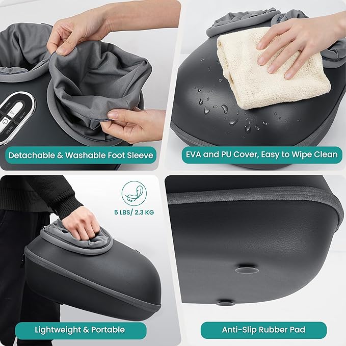 Nekteck Shiatsu Foot Massager with Heat [2026 Upgraded] 3 Modes Deep Kneading Therapy Air Compression Feet Massage Tool for Plantar Fasciitis Relaxation Gifts for Men Women Fits Size to US 13