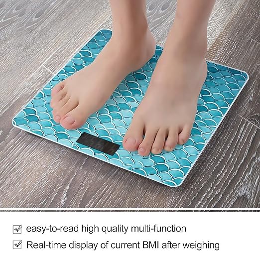 Blue Waves Squama Mermaid Scale Smart Scale for Body Weight Accurate Bathroom Scale with LED Display Digital Weight Scales Weighing Machine High Precision Scales for Bath Home