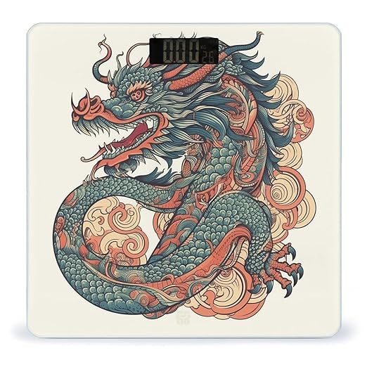 Red and Cyan Dragon Scale for Body Weight Digital Bathroom Scale Accurate Smart Weight Scales with Large Display Weighing Machine High Precision Scales
