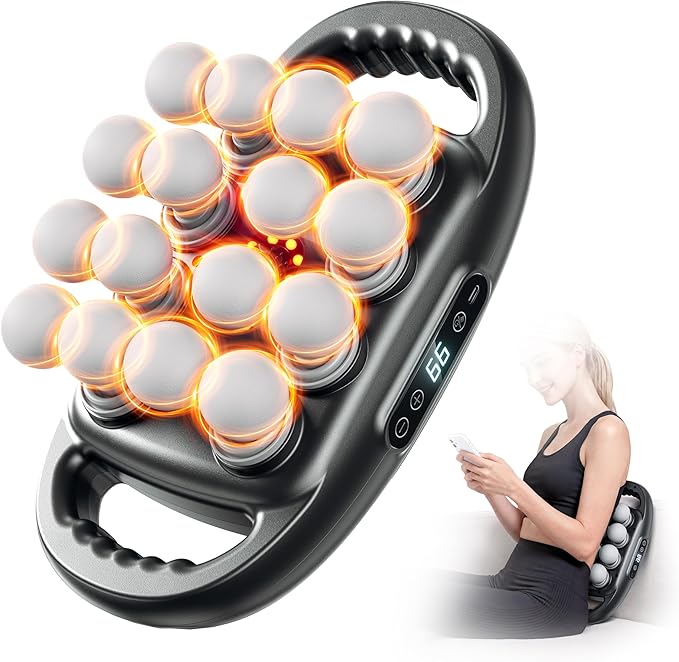 16-Head Massage Gun Deep Tissue Percussion Massager for Pain Relief 2×3600mAh Long Battery Life Muscle Massager with 99 Intensities &amp 9 Modes Ultra-Quiet Electric Back Massager Gifts for Men