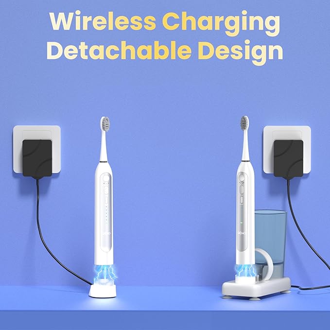 Electric Toothbrush with Water Flosser 3 Sonic Toothbrush Modes &amp 5 Water Pressures Rechargeable &amp Portable for Adult Teeth Cleaning and Plaque Removal IPX7 Waterproof 30-Day Battery