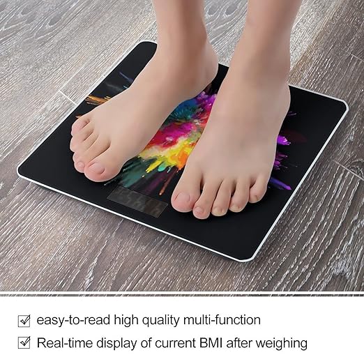 Color Explosion Weight Scale Digital Electronic Scales Bathroom Scale Larg LCD Backlight Display High Precision MeasurementsTempered Glass