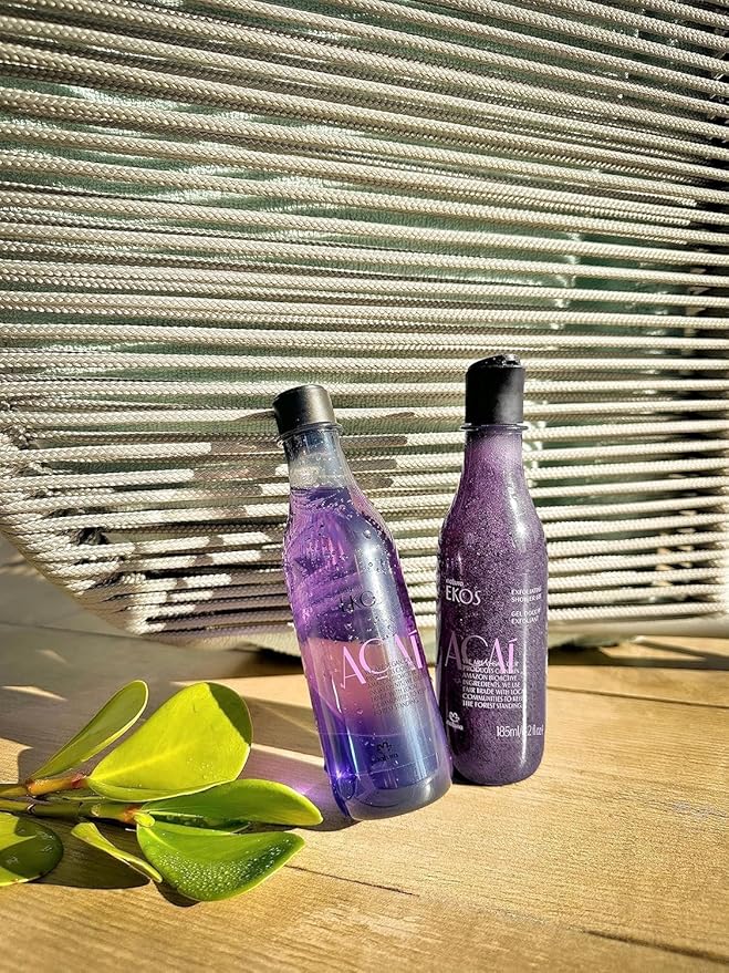 Natura - Ekos Açaí Revitalizing Exfoliating Shower Gel - Natural Exfoliants - Removes Impurities - Body Wash - Vegan Skin Care - Brazilian Beauty Secrets - Self Care &amp Body Care - 6.2 fl oz (185ml
