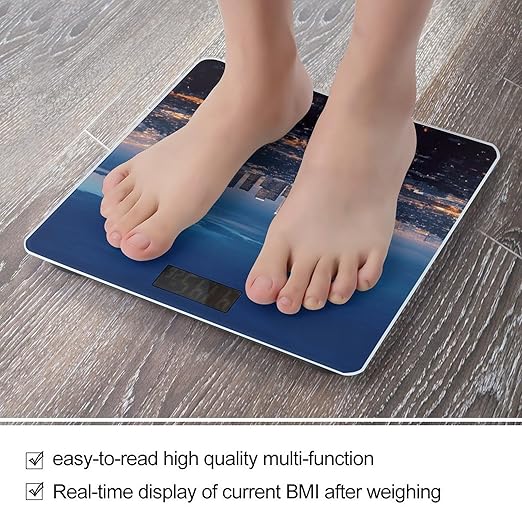 Los Angeles SkylineScale for Body Weight with LCD High Precision Weighing Scales Fashion Sturdy Tempered Glass Weight Scales Easy-to-Read Digital Bathroom Scale for Daily 400lb