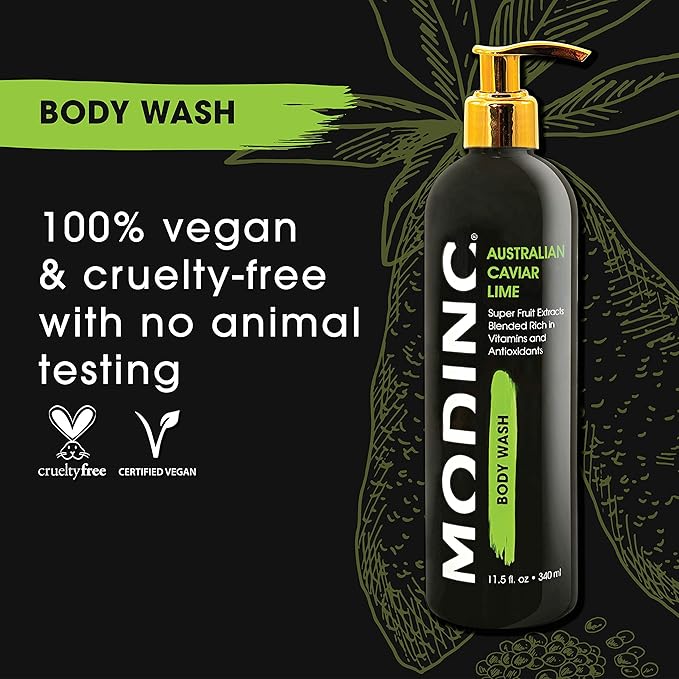 Modinc Luxury Body Wash Australian Caviar Lime Formula Super Fruit Extracts Blended Rich in Vitamins and Antioxidants Vegan Cruelty Free Pump 11.5 Ounces