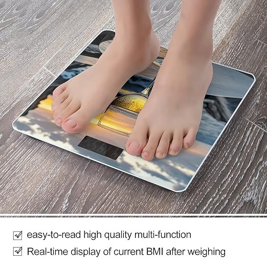 Sunset Wine Glass Weight Scale Cute Bathroom Scale for Body Highly Accurate Digital Weighing Machine for People Compact LCD Display Scales with Sturdy Toughened Glass Scales