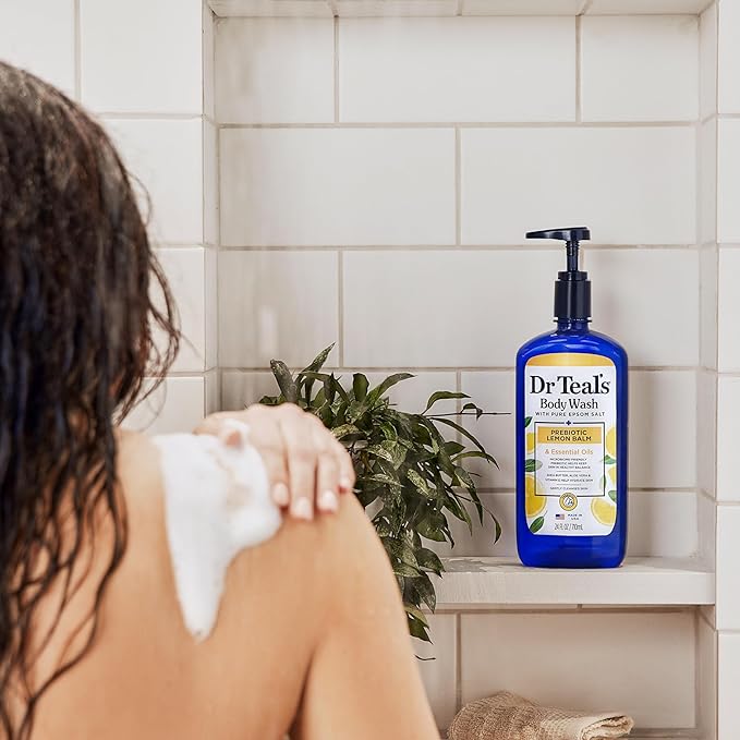 Dr Teal's Body Wash with Pure Epsom Salt with Prebiotic Lemon Balm &amp Sage 24 fl oz (Pack of 4)