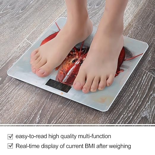 Lobster Bathroom Scale Rounded Smart Scale for Body Weight Automatic Power On/Off Weight Scales Accurate Bathroom Digital Scales for Pet Home Bedroom Kitchen