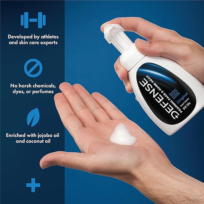 Defense Soap Body Wash 32 oz &amp Defense Liquid Foaming Face &amp Hand Soap 7.5 Fl Oz - Natural Shower Gel with Tea Tree Oil Eucalyptus Oil Rosemary and Aloe Vera