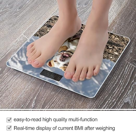 Pitbull Dogs Bathroom Scale for Body Weight Bathroom Weighing Scales with Back Lit LED Display Sturdy Tempered Glass Body Weight Bathroom Scale 400lb Weighing