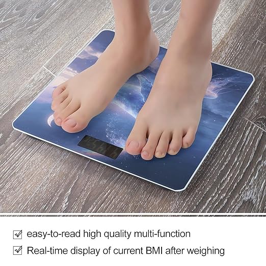 Dreams of Whales in The Clouds Weight ScaleClear LED Display Bathroom Digital Weighing ScaleTempered Glass Digital Bathroom Scale for Body Weight Capacity Up to 400 Lbs